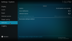 Click Add-ons on the left panel